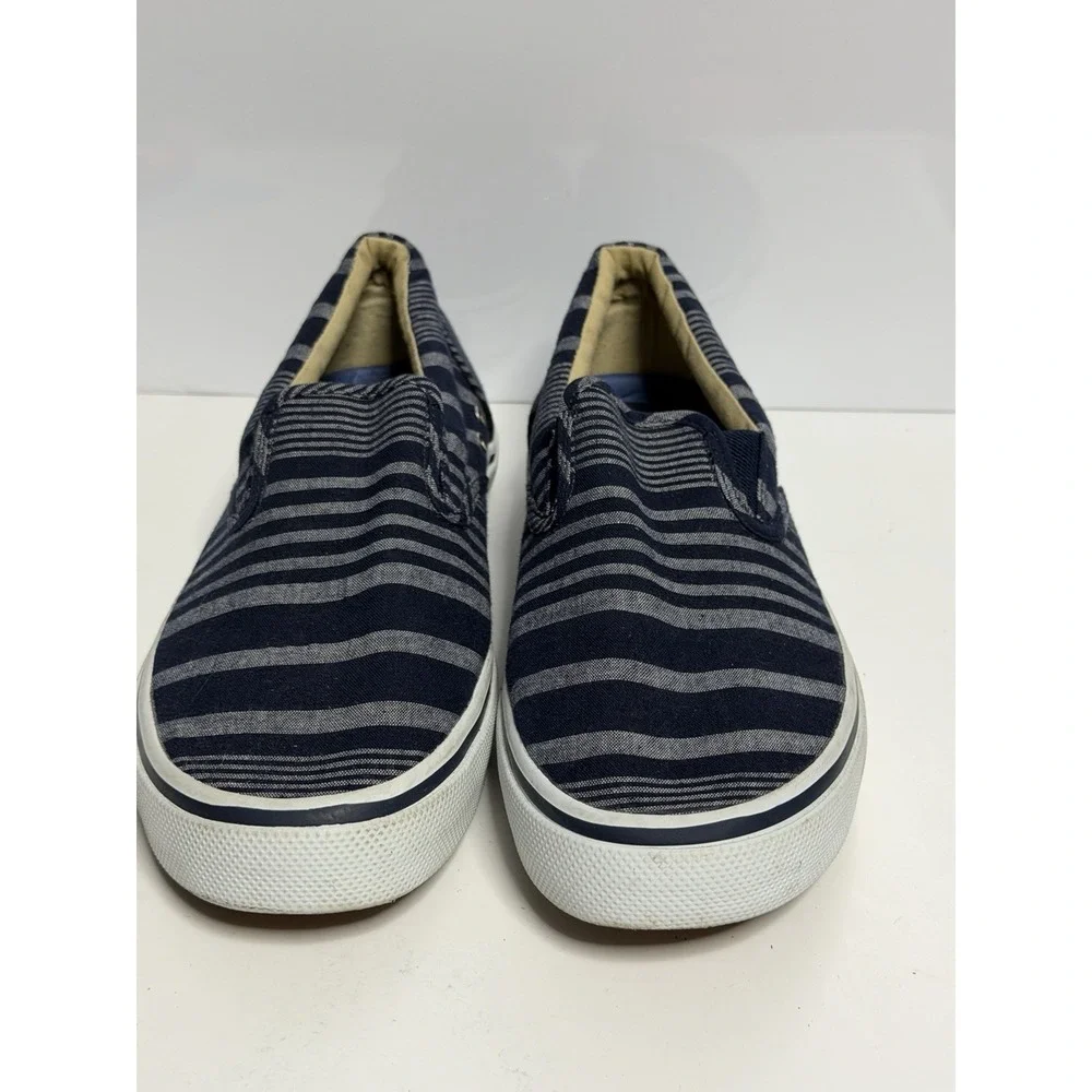 SPERRY Top-Sider 'Stripper' Blue Striped Canvas Slip On Sneakers Men's 8M C-4